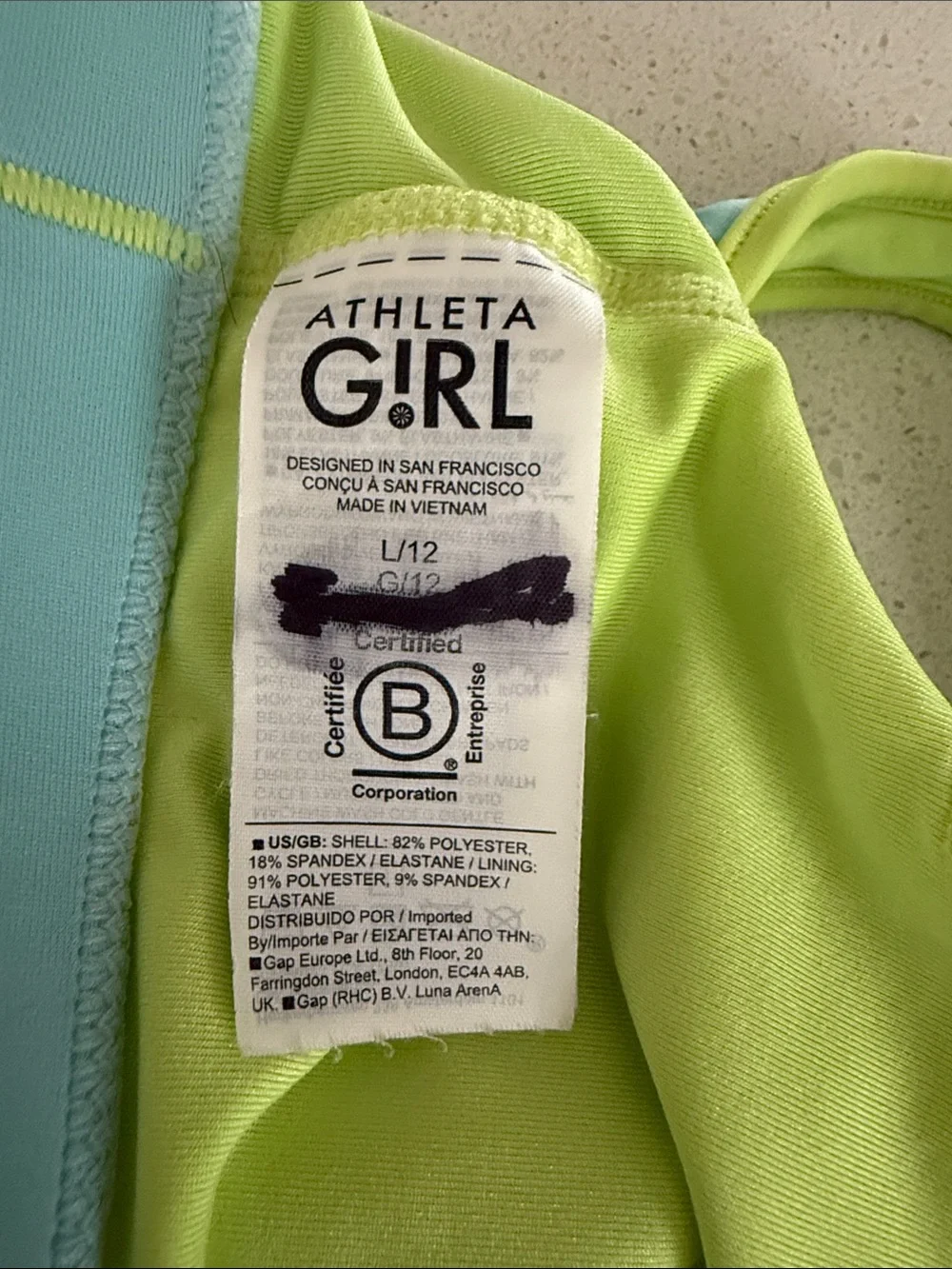 Athleta Girl -  Light Blue & Lime Two-Piece Swim Set